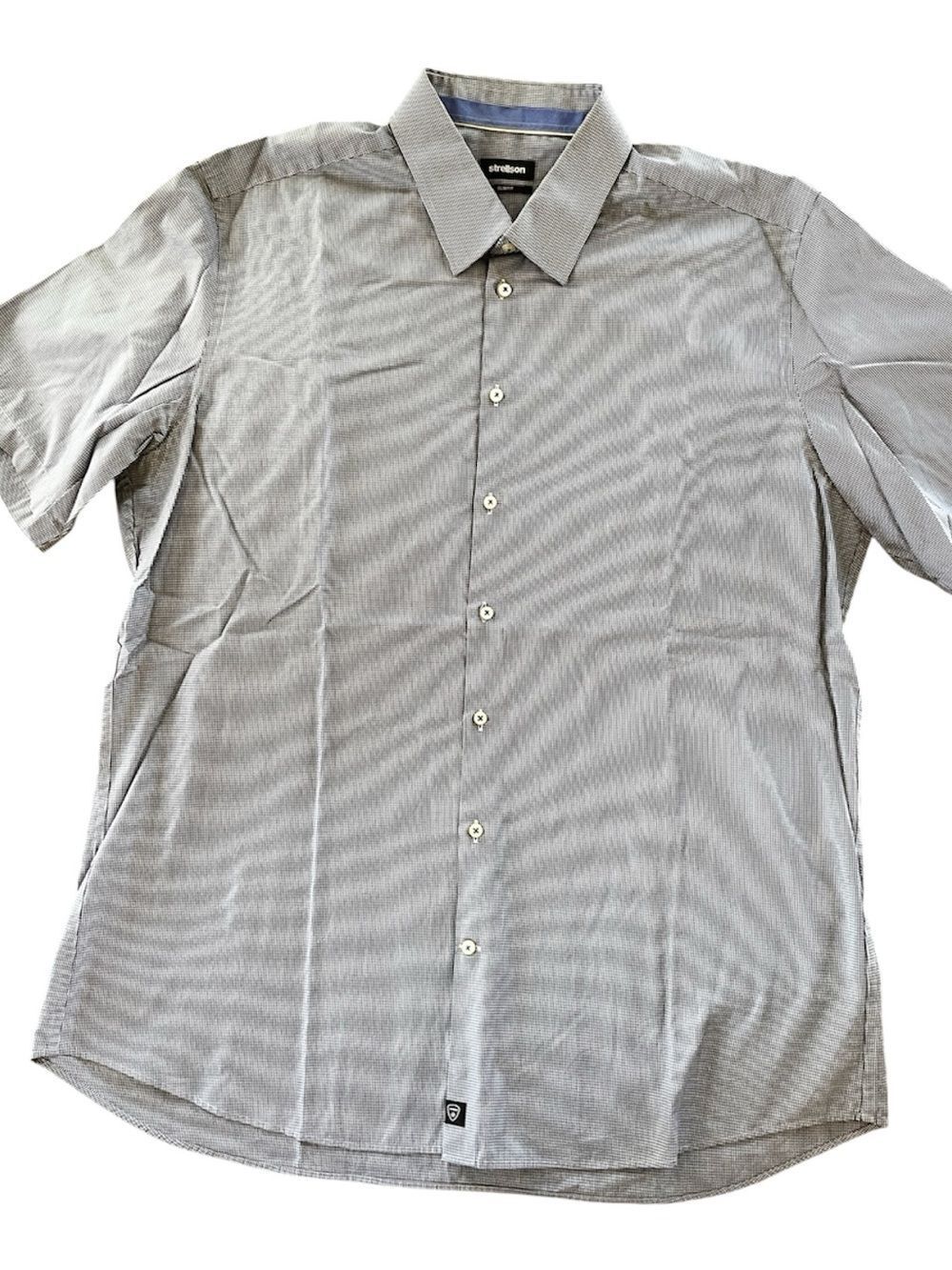 Strellson Men's Blue Short-Sleeve Dress Shirt Size 17